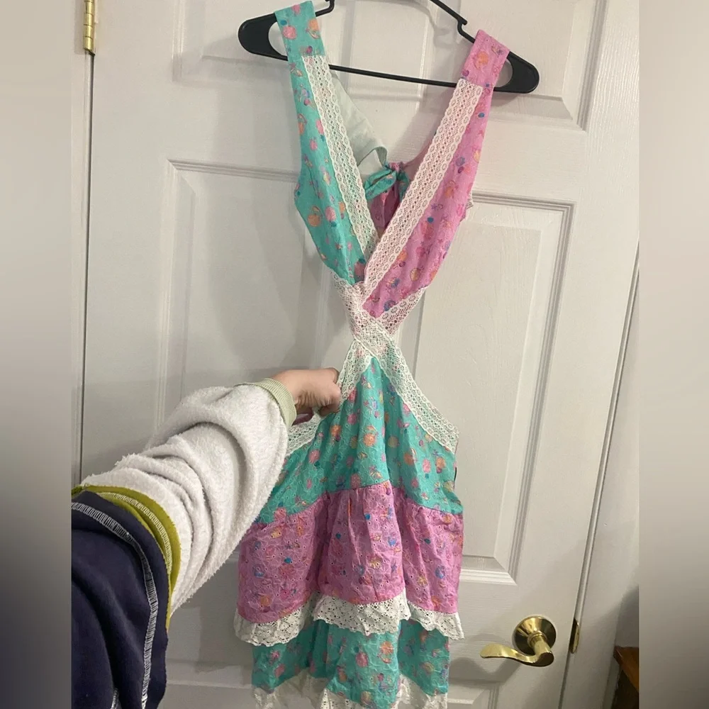Beach Bunny NWT Everette aqua/pink seashell cutout open back coquette mini dress - Picture 3 of 11
